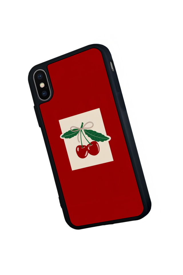 iPhone X/ XS Uyumlu Kiraz Tasarımlı Glossy Premium Kılıf