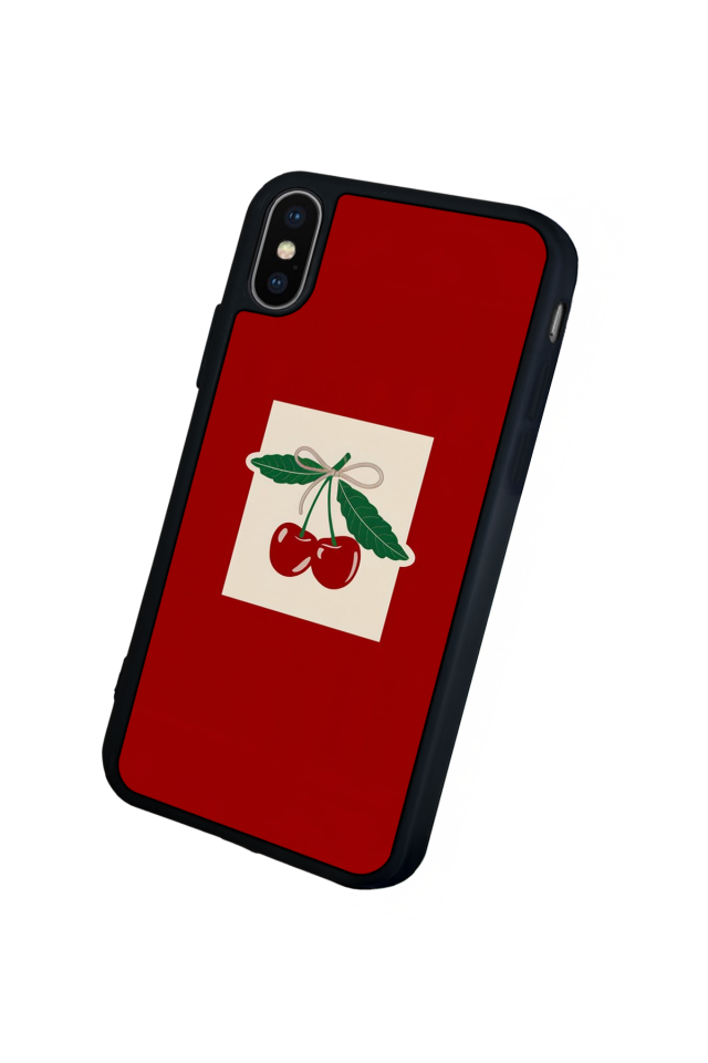 iPhone X/ XS Uyumlu Kiraz Tasarımlı Glossy Premium Kılıf