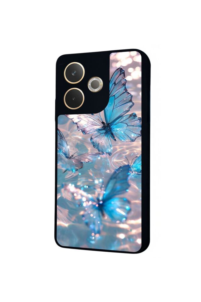 Oppo A5 Pro Uyumlu Kelebek Tasarımlı Glossy Premium Kılıf
