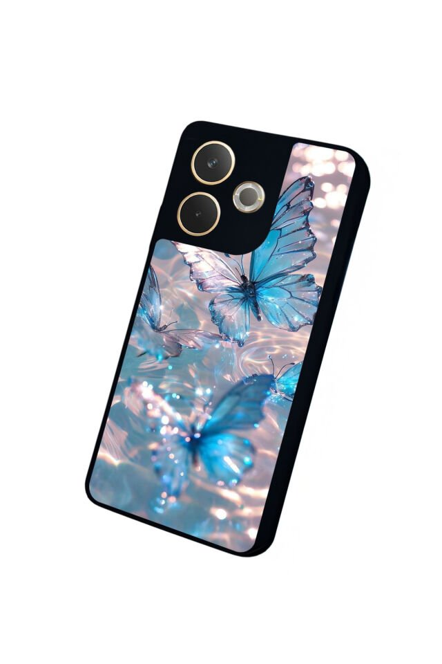 Oppo A5 Pro Uyumlu Kelebek Tasarımlı Glossy Premium Kılıf