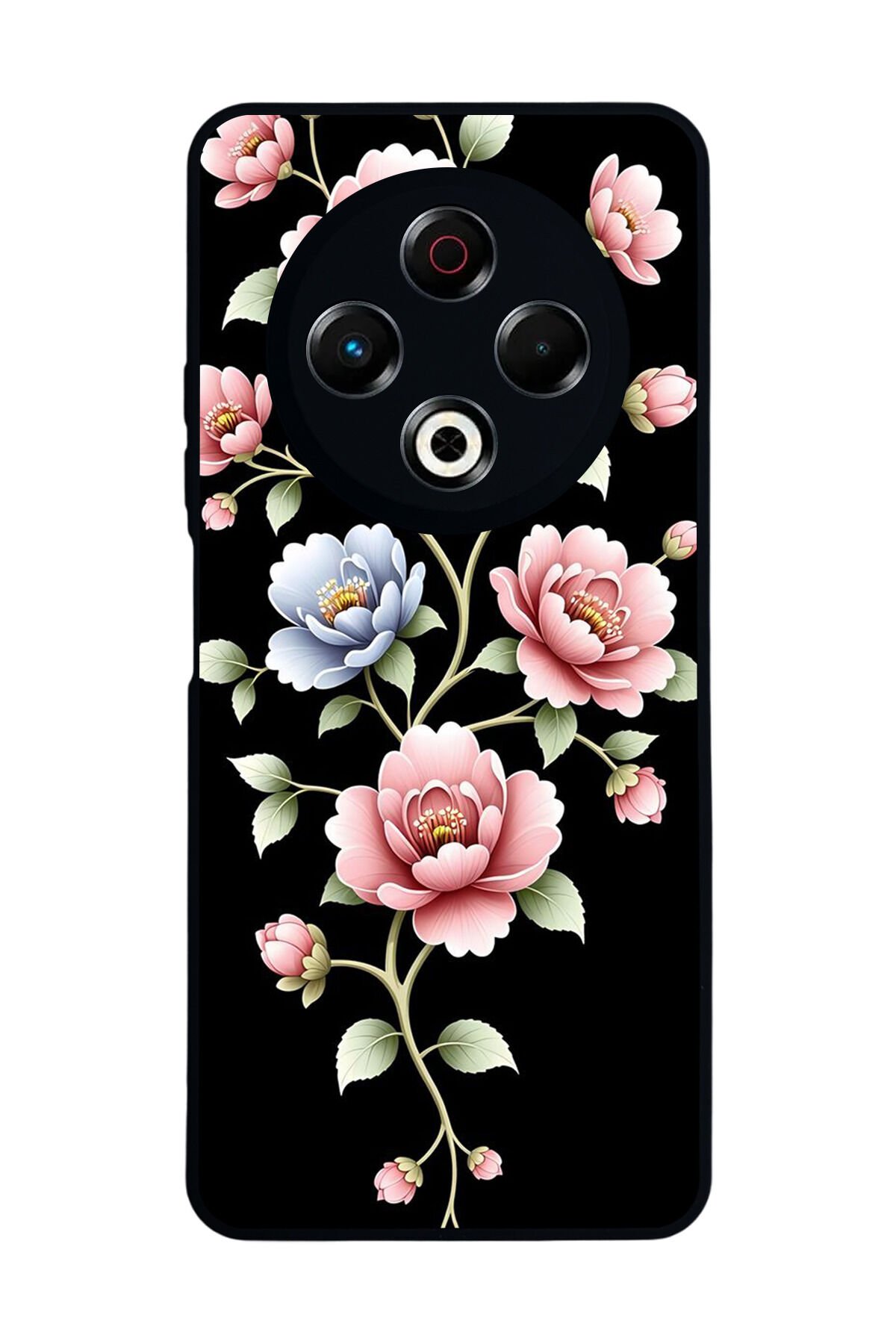 Tecno Spark 30 Uyumlu Yaldizli Cicek Tasarımlı Glossy Premium Kılıf