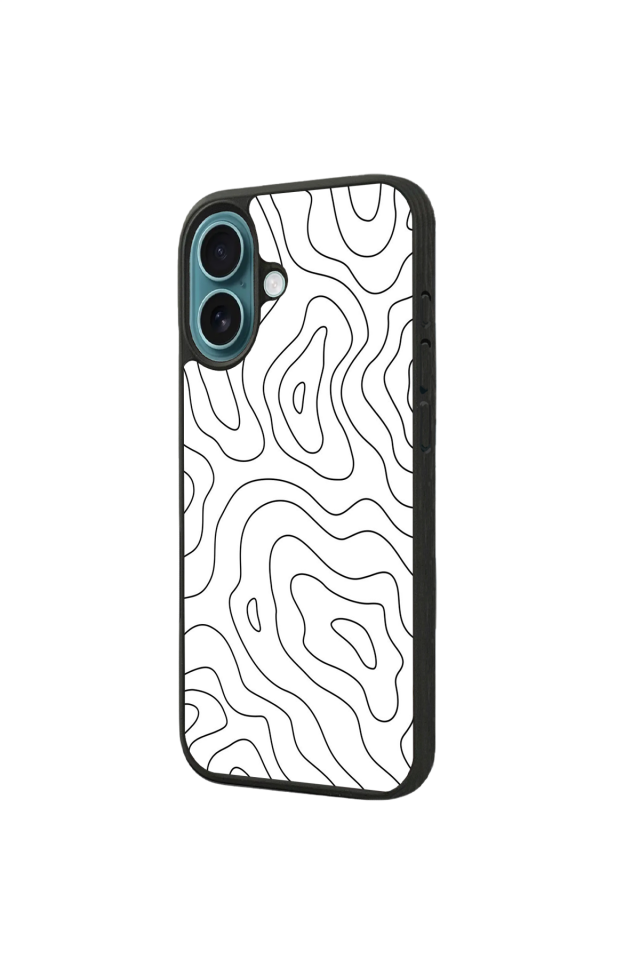 iPhone 16 Uyumlu Çizgi Sanatı Tasarımlı Glossy Premium Kılıf