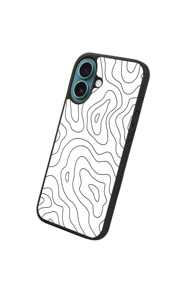 iPhone 16 Uyumlu Çizgi Sanatı Tasarımlı Glossy Premium Kılıf