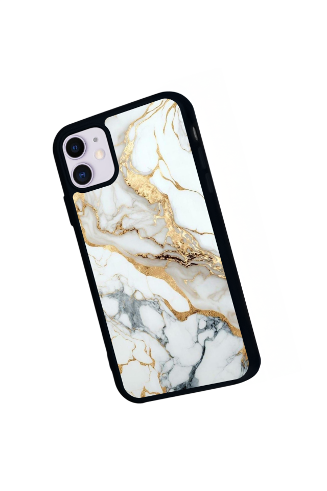 iPhone 11 Uyumlu Mermer Marble Tasarımlı Glossy Premium Kılıf