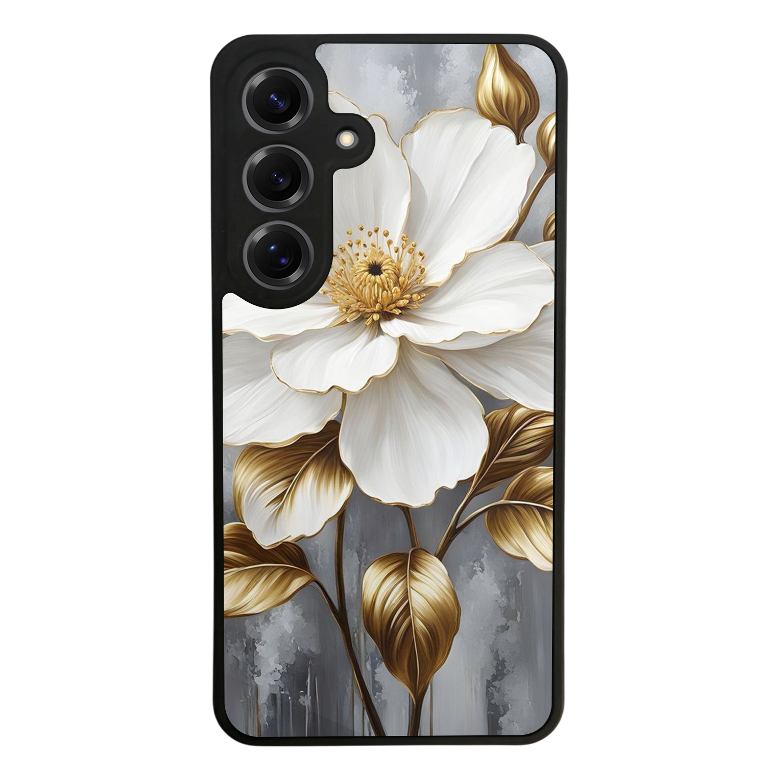 Samsung Galaxy S25 Uyumlu Yaldizli Cicek Tasarımlı Glossy Premium Kılıf