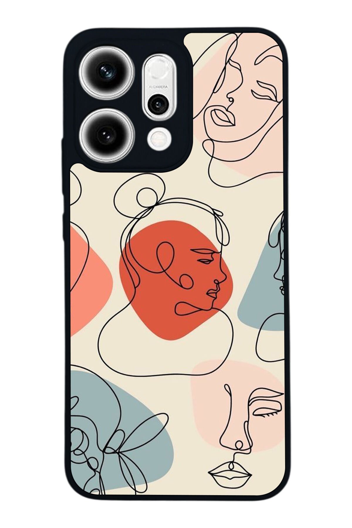 Oppo Reno 14 Uyumlu Line Art Tasarımlı Glossy Premium Kılıf