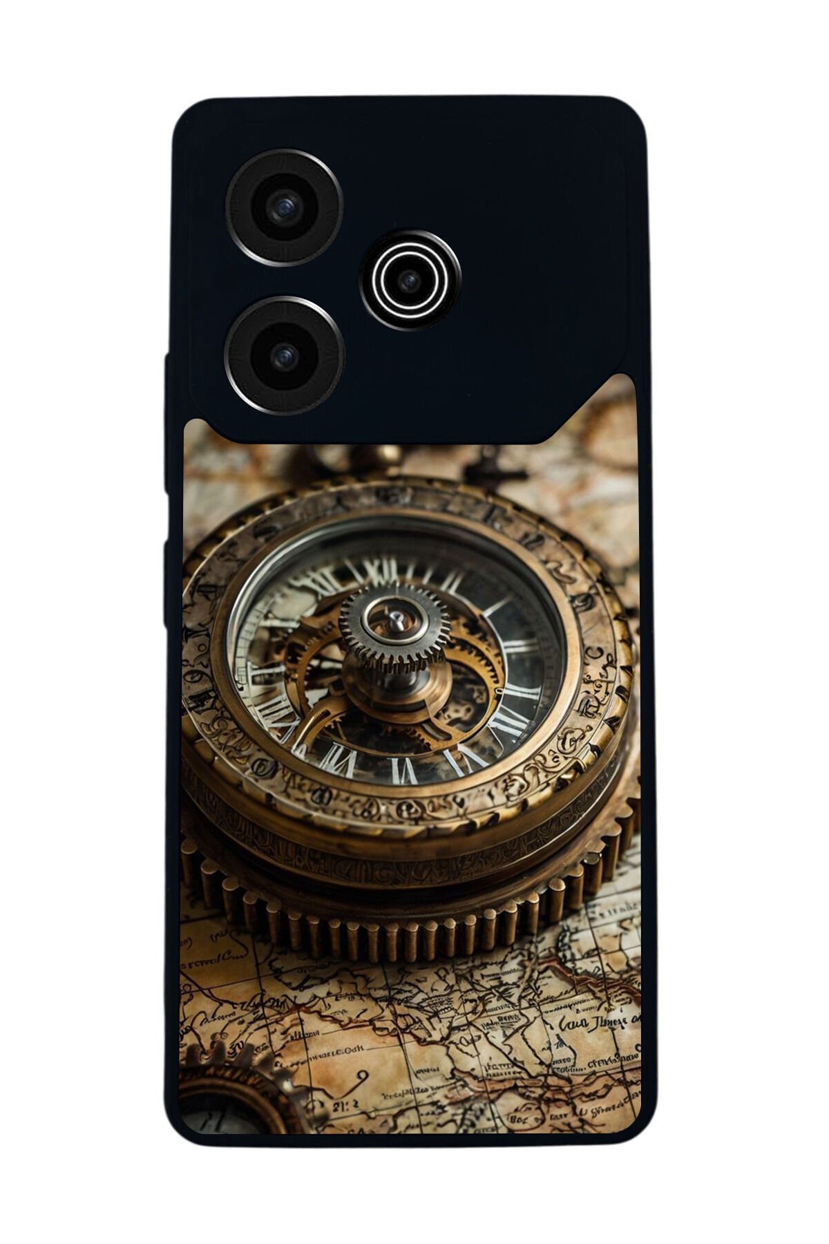 Tecno Pova 6 Uyumlu Pusula Tasarımlı Glossy Premium Kılıf