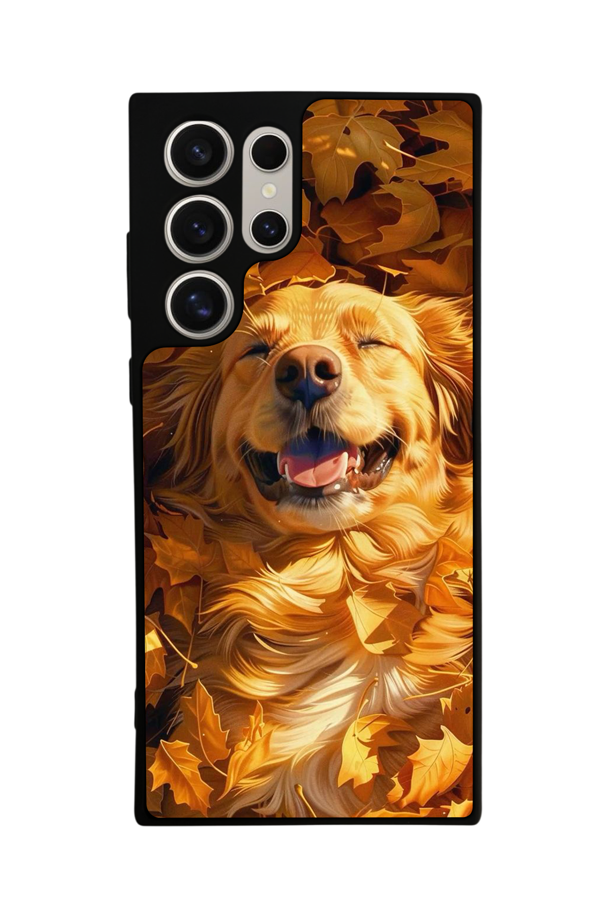 Samsung Galaxy S23 Ultra Uyumlu Golden Kopek Tasarımlı Glossy Premium Kılıf
