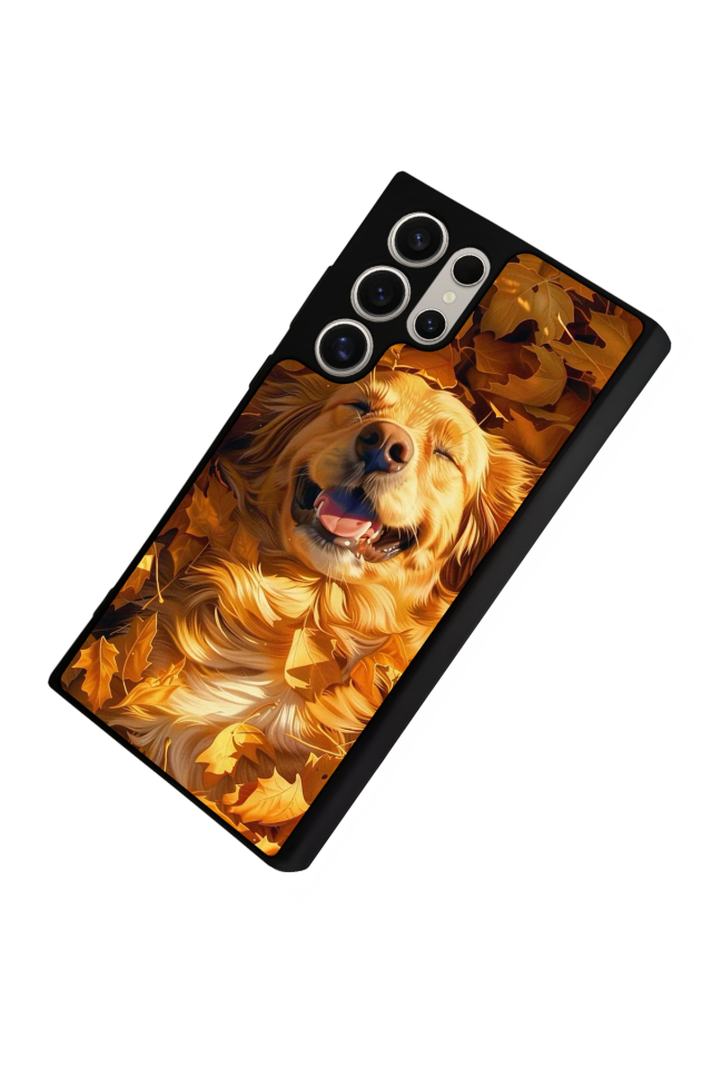 Samsung Galaxy S23 Ultra Uyumlu Golden Kopek Tasarımlı Glossy Premium Kılıf
