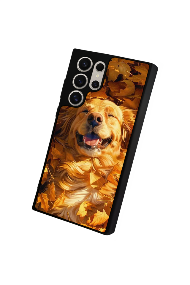 Samsung Galaxy S23 Ultra Uyumlu Golden Kopek Tasarımlı Glossy Premium Kılıf