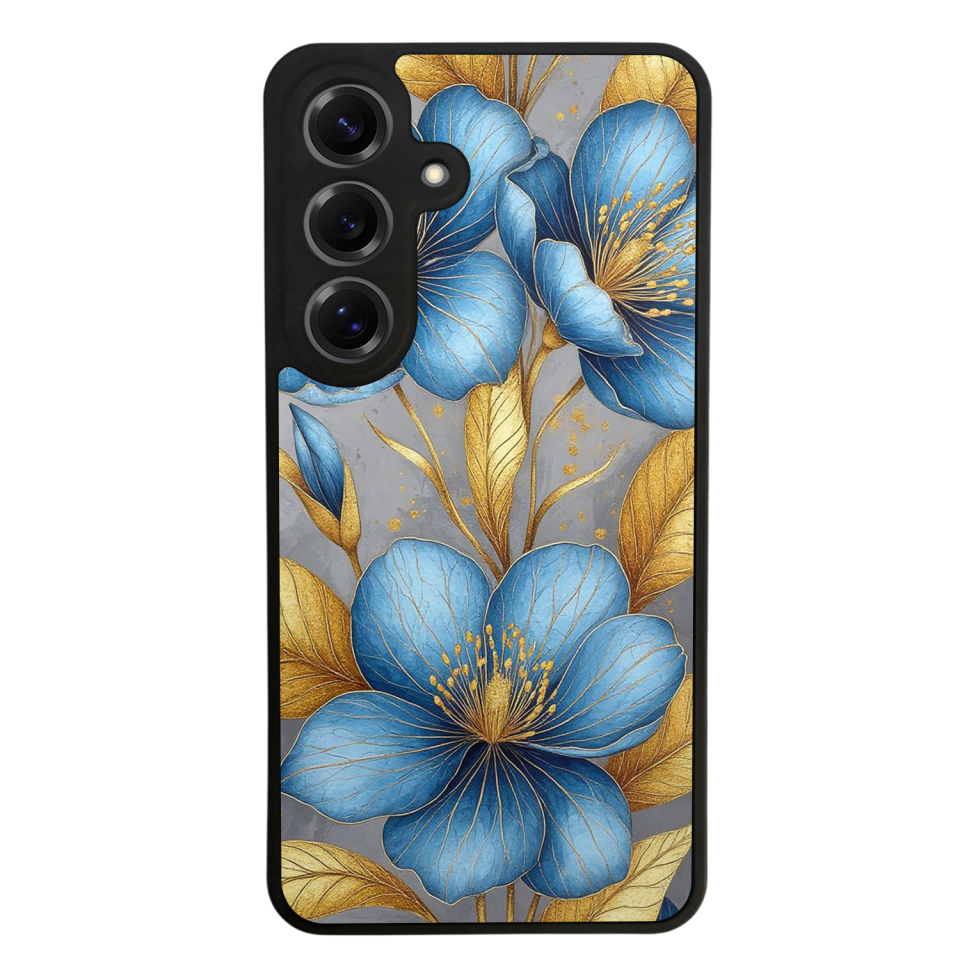 Samsung Galaxy S25 Uyumlu Yaldizli Cicek Tasarımlı Glossy Premium Kılıf