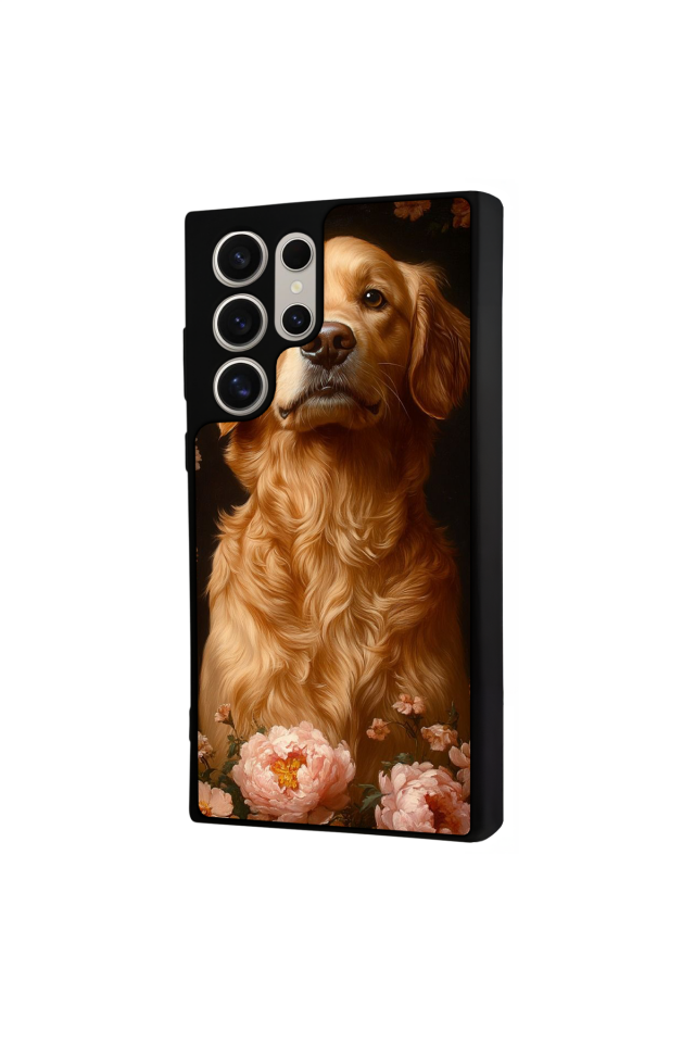 Samsung Galaxy S23 Ultra Uyumlu Golden Kopek Tasarımlı Glossy Premium Kılıf