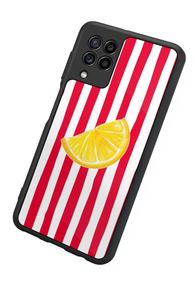 Samsung Galaxy M22 Uyumlu Limon Tasarımlı Glossy Premium Kılıf