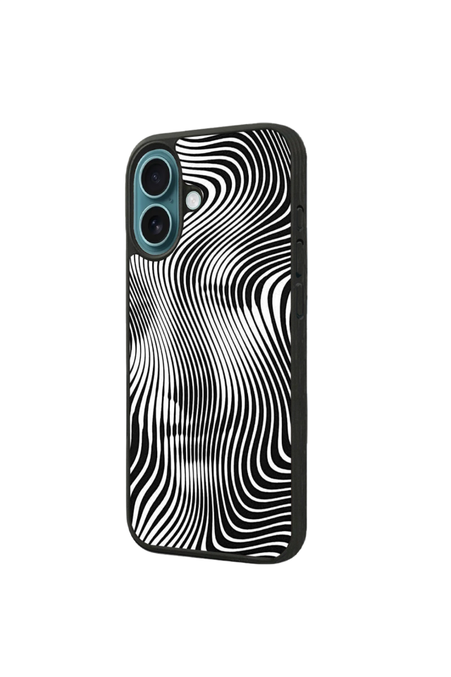 iPhone 16 Uyumlu Çizgi Sanatı Tasarımlı Glossy Premium Kılıf