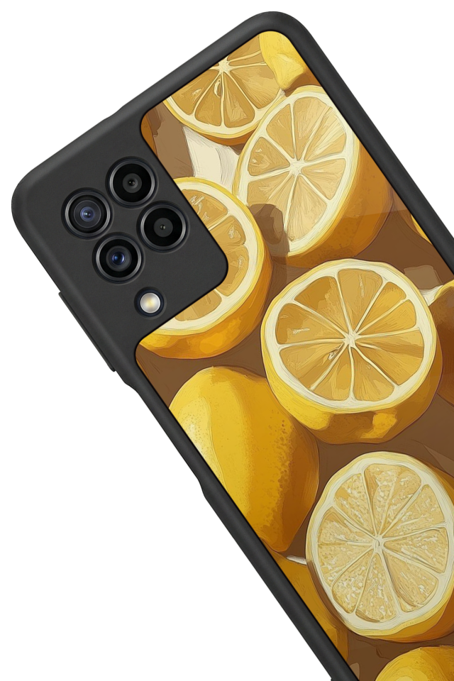 Samsung Galaxy M22 Uyumlu Limon Tasarımlı Glossy Premium Kılıf