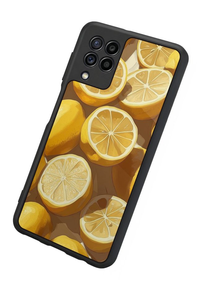 Samsung Galaxy M22 Uyumlu Limon Tasarımlı Glossy Premium Kılıf