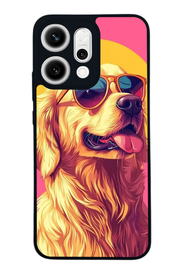 Oppo Reno 14 Uyumlu Golden Kopek Tasarımlı Glossy Premium Kılıf