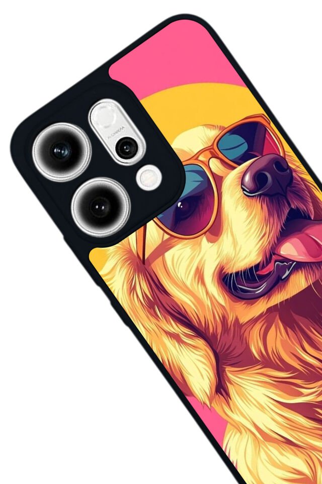 Oppo Reno 14 Uyumlu Golden Kopek Tasarımlı Glossy Premium Kılıf