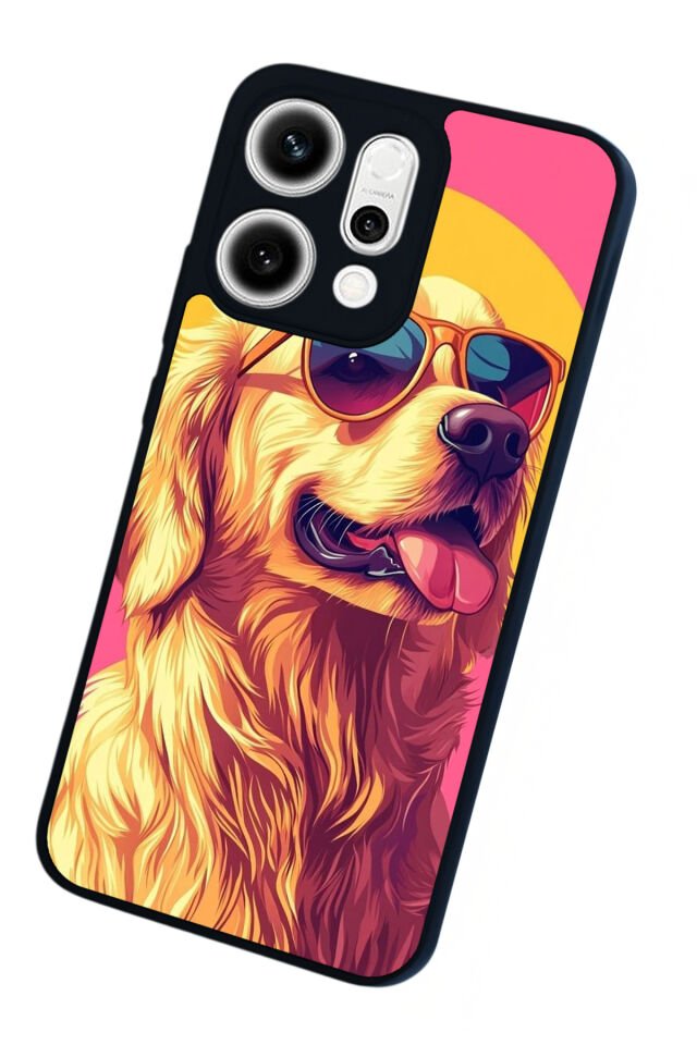 Oppo Reno 14 Uyumlu Golden Kopek Tasarımlı Glossy Premium Kılıf