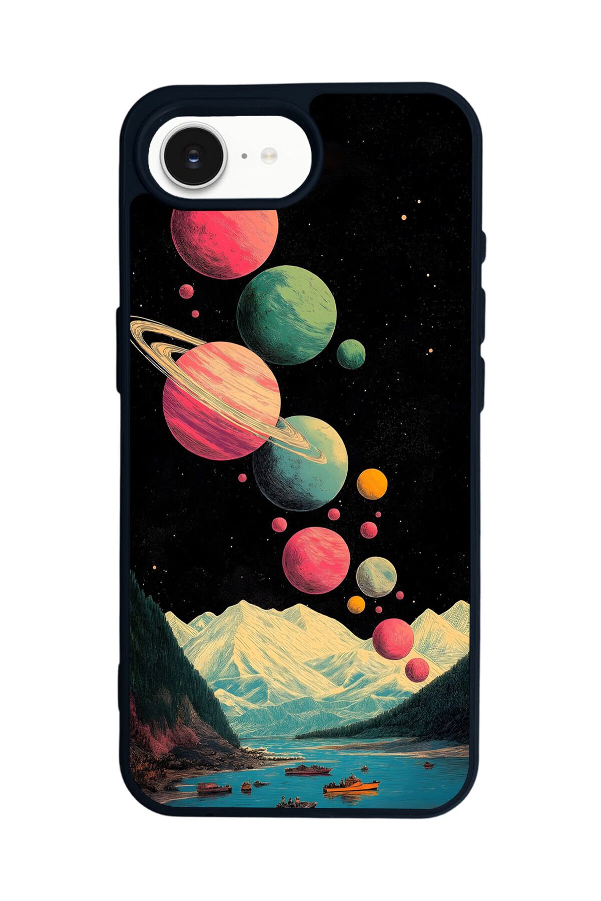 iPhone 16E Uyumlu Uzay Tasarımlı Glossy Premium Kılıf