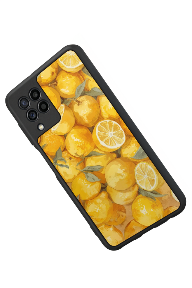 Samsung Galaxy M22 Uyumlu Limon Tasarımlı Glossy Premium Kılıf