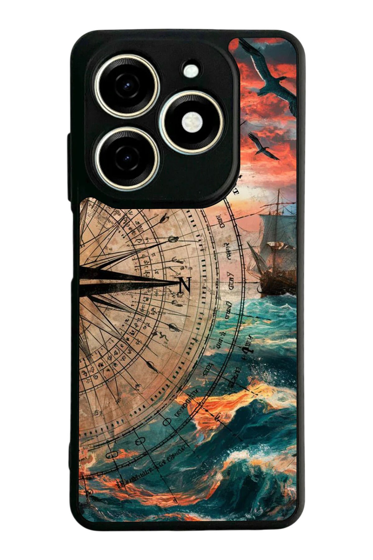 Tecno Spark 20/20C Uyumlu Pusula Tasarımlı Glossy Premium Kılıf