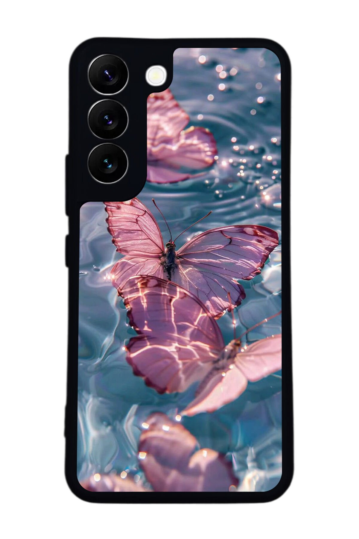 Samsung Galaxy S22 Uyumlu Kelebek Tasarımlı Glossy Premium Kılıf