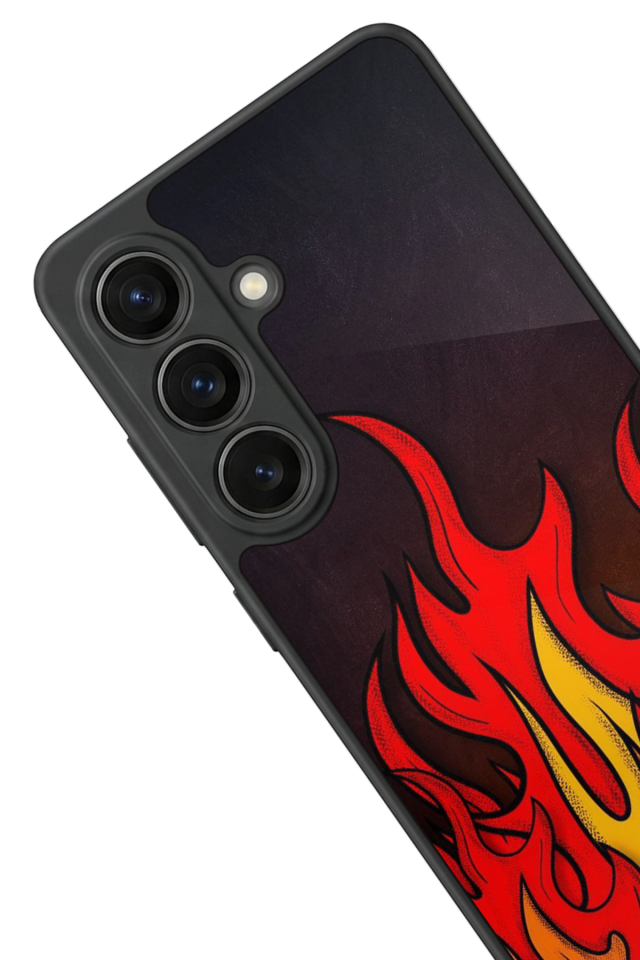 Samsung Galaxy S26 Uyumlu Retro Flame Patterns Tasarımlı Glossy Premium Kılıf