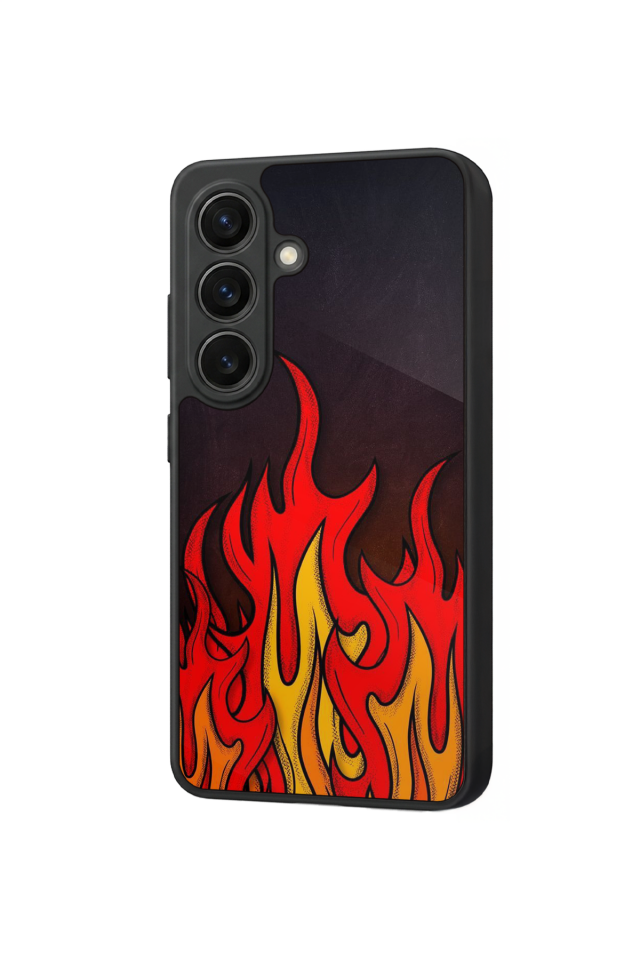Samsung Galaxy S26 Uyumlu Retro Flame Patterns Tasarımlı Glossy Premium Kılıf