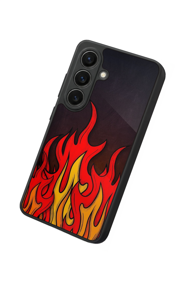 Samsung Galaxy S26 Uyumlu Retro Flame Patterns Tasarımlı Glossy Premium Kılıf