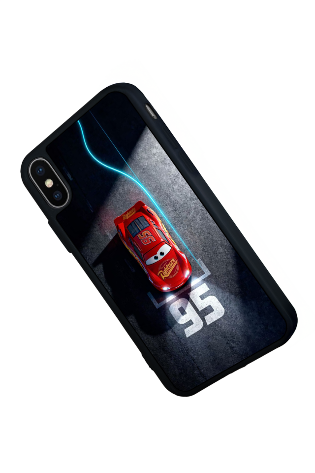iPhone X/ XS Uyumlu Şimsek McQueen Tasarımlı Glossy Premium Kılıf