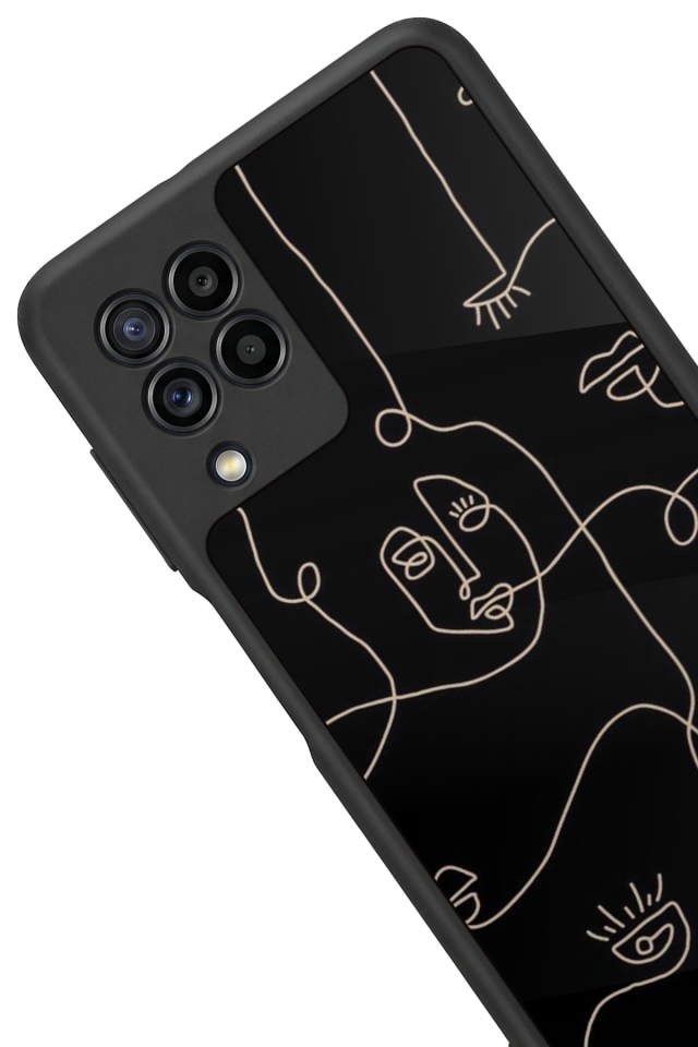 Samsung Galaxy M22 Uyumlu Line Art Tasarımlı Glossy Premium Kılıf