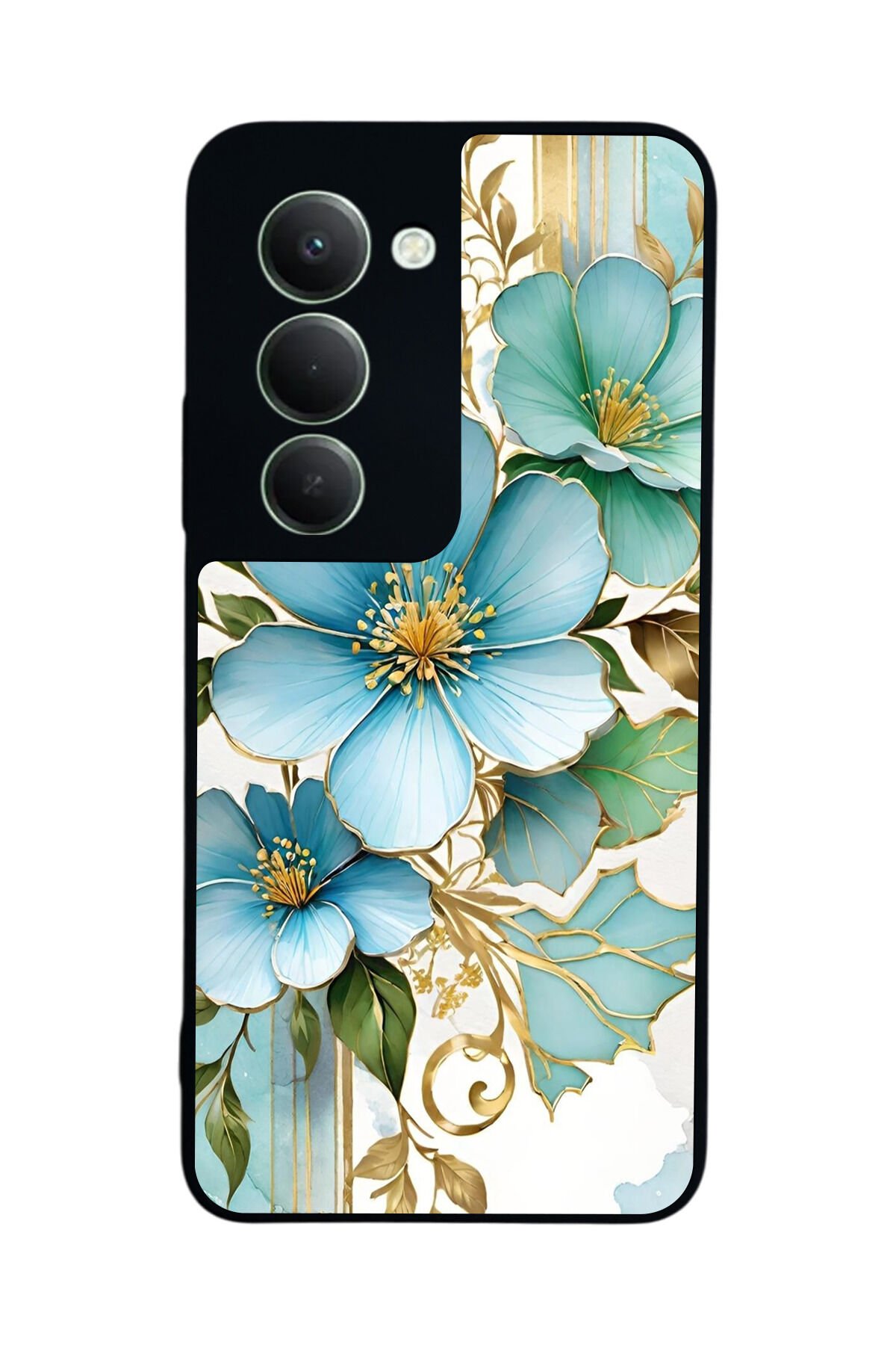 Xiaomi Redmi 15 5G Uyumlu Yaldizli Cicek Tasarımlı Glossy Premium Kılıf