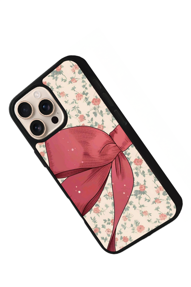 iPhone 15 Pro Uyumlu Kurdele Tasarımlı Glossy Premium Kılıf