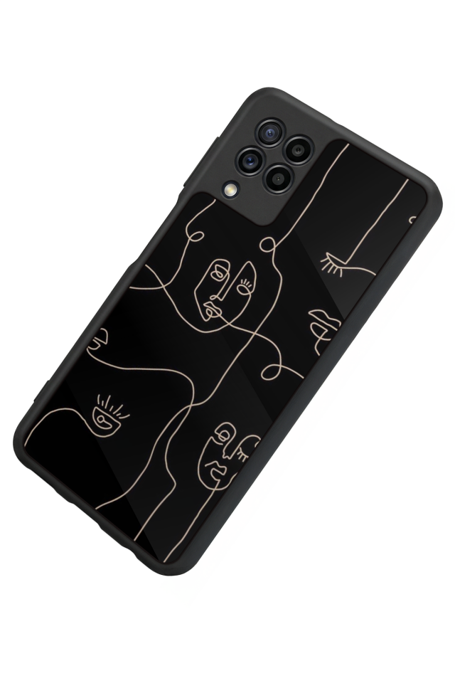 Samsung Galaxy M22 Uyumlu Line Art Tasarımlı Glossy Premium Kılıf
