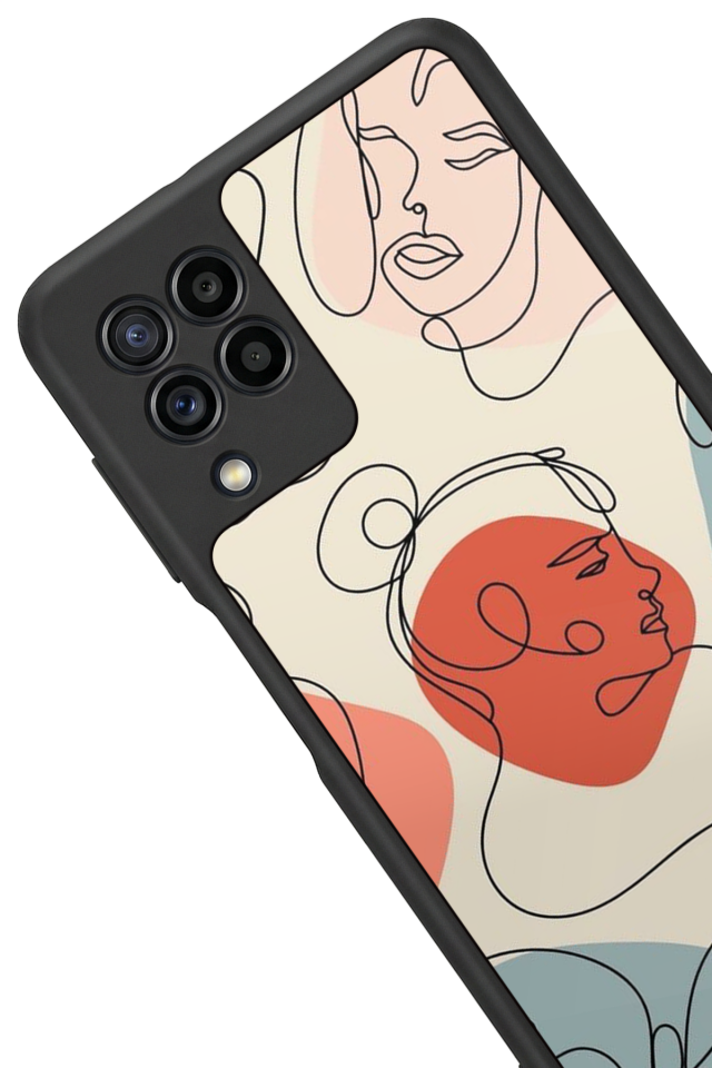 Samsung Galaxy M22 Uyumlu Line Art Tasarımlı Glossy Premium Kılıf