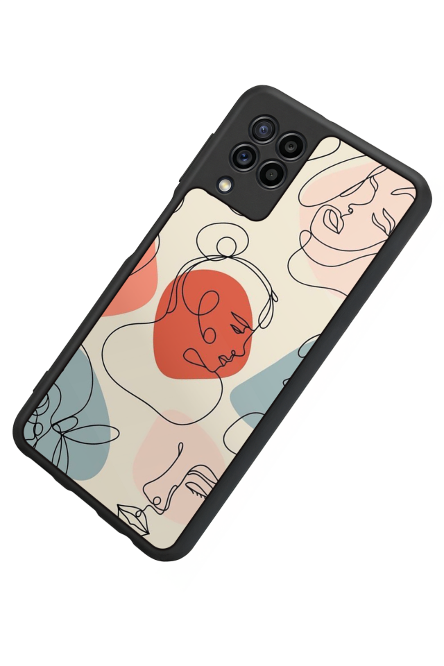 Samsung Galaxy M22 Uyumlu Line Art Tasarımlı Glossy Premium Kılıf