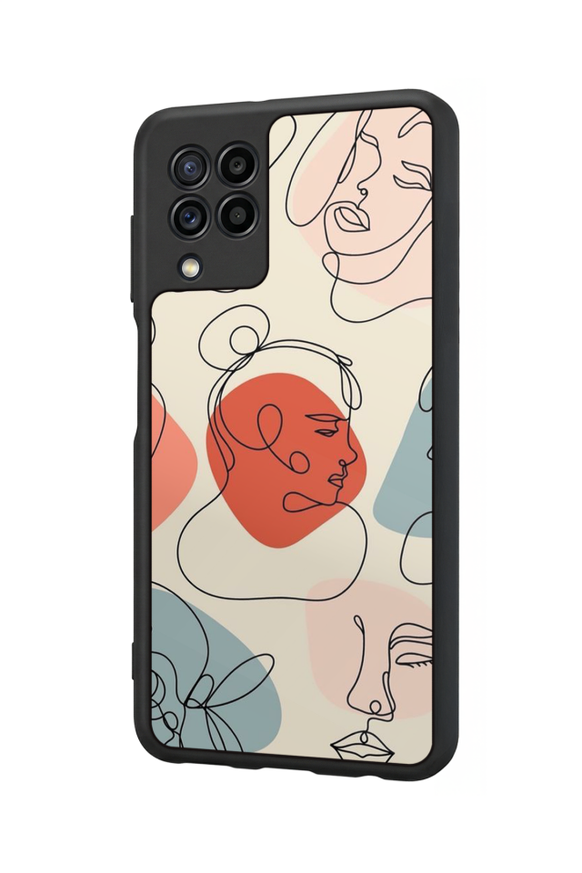 Samsung Galaxy M22 Uyumlu Line Art Tasarımlı Glossy Premium Kılıf