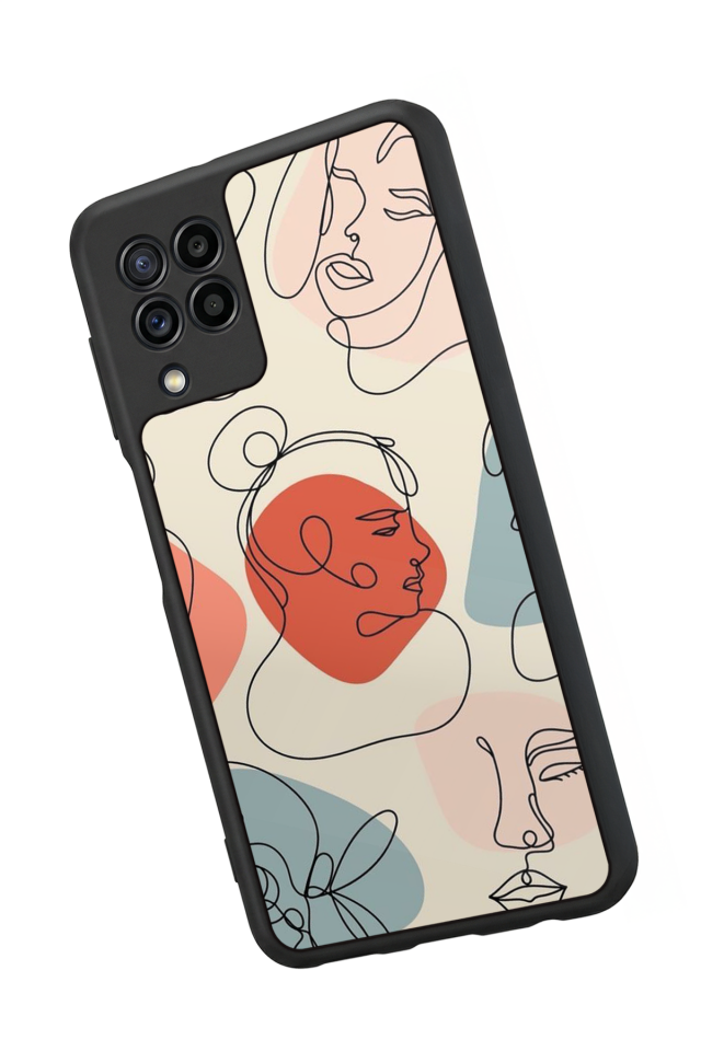 Samsung Galaxy M22 Uyumlu Line Art Tasarımlı Glossy Premium Kılıf