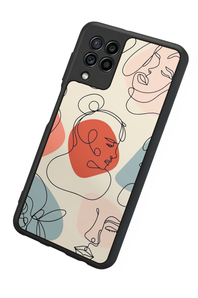 Samsung Galaxy M22 Uyumlu Line Art Tasarımlı Glossy Premium Kılıf
