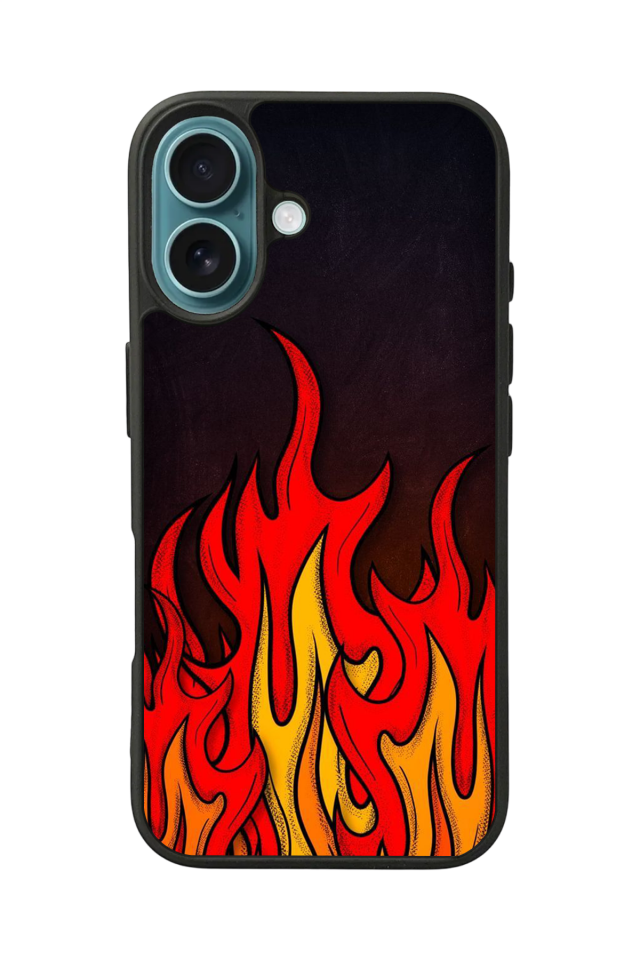 iPhone 16 Plus Uyumlu Retro Flame Patterns Tasarımlı Glossy Premium Kılıf