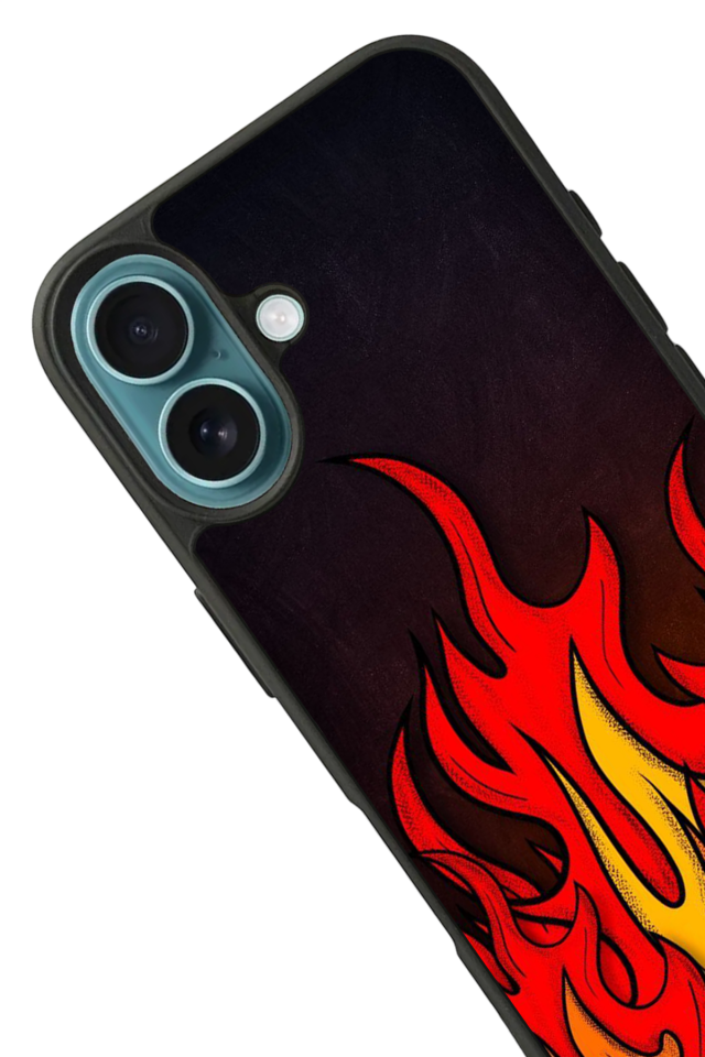 iPhone 16 Plus Uyumlu Retro Flame Patterns Tasarımlı Glossy Premium Kılıf