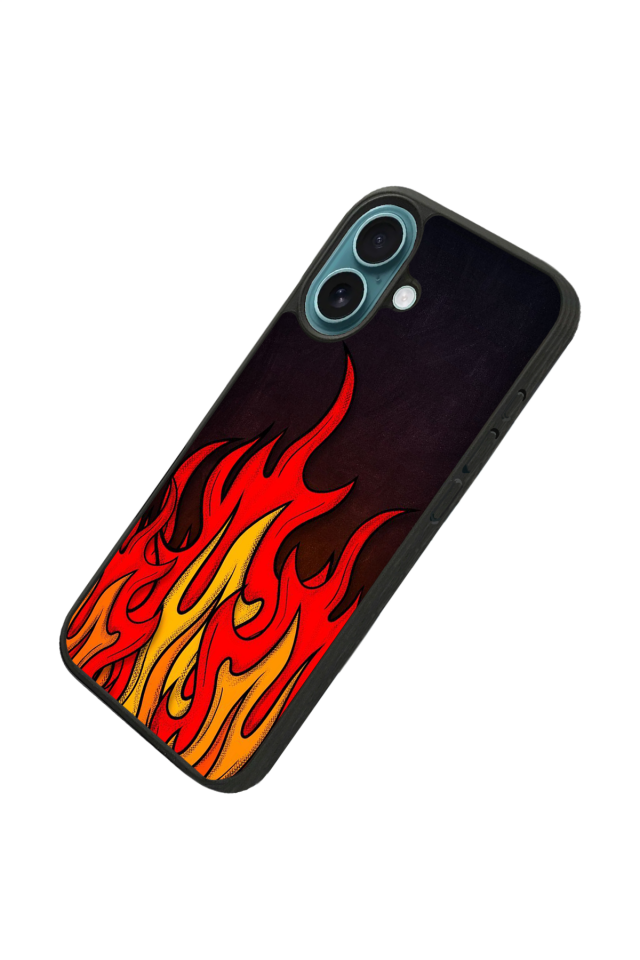 iPhone 16 Plus Uyumlu Retro Flame Patterns Tasarımlı Glossy Premium Kılıf