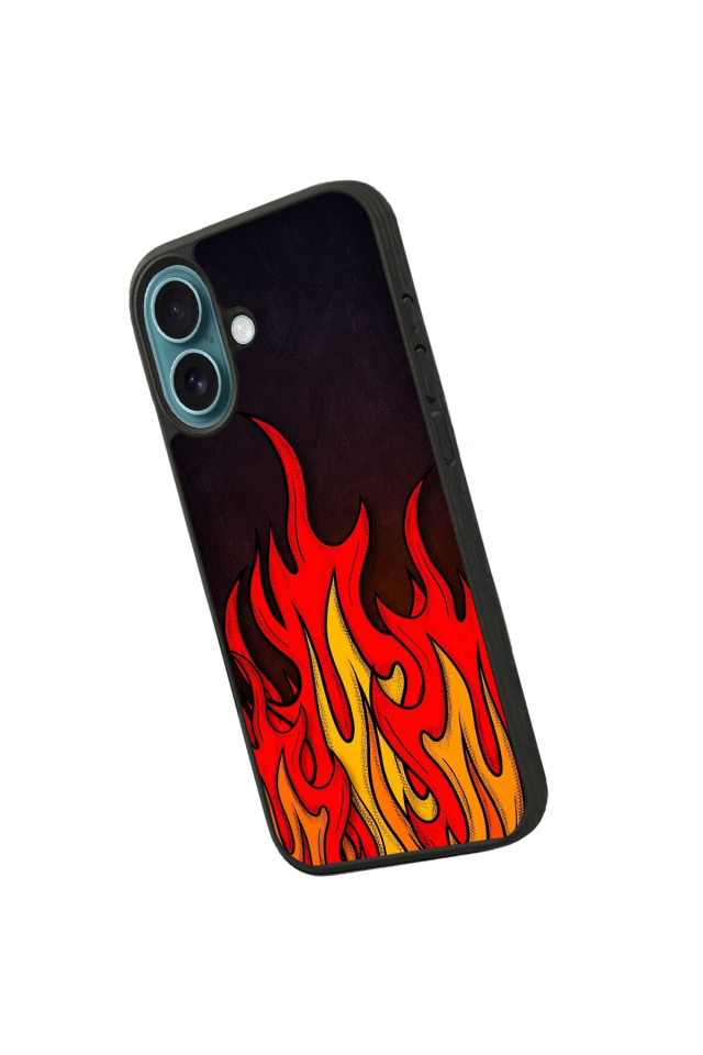 iPhone 16 Plus Uyumlu Retro Flame Patterns Tasarımlı Glossy Premium Kılıf