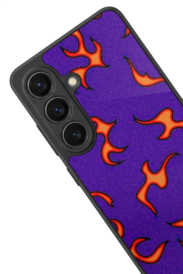 Samsung Galaxy S26 Uyumlu Retro Flame Patterns Tasarımlı Glossy Premium Kılıf