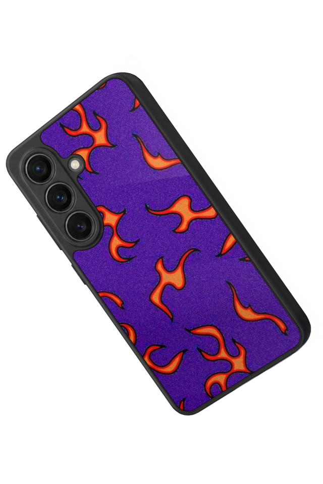 Samsung Galaxy S26 Uyumlu Retro Flame Patterns Tasarımlı Glossy Premium Kılıf