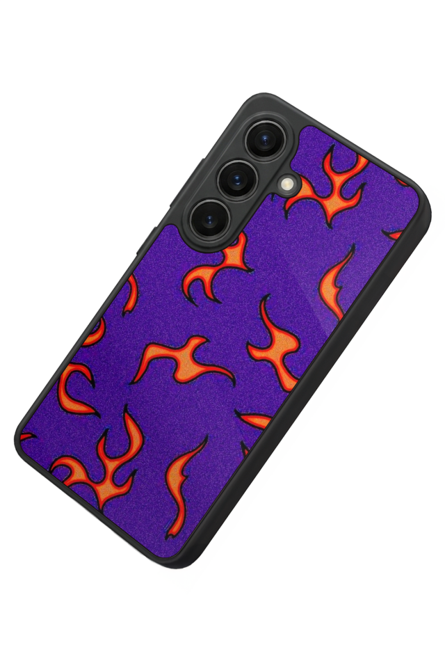 Samsung Galaxy S26 Uyumlu Retro Flame Patterns Tasarımlı Glossy Premium Kılıf