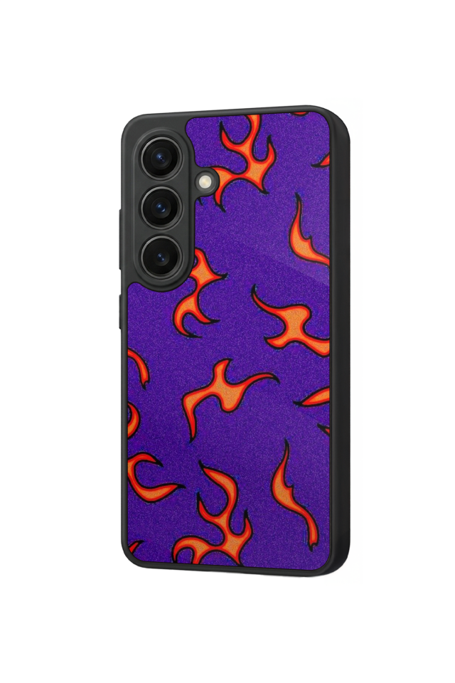 Samsung Galaxy S26 Uyumlu Retro Flame Patterns Tasarımlı Glossy Premium Kılıf