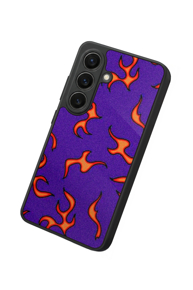 Samsung Galaxy S26 Uyumlu Retro Flame Patterns Tasarımlı Glossy Premium Kılıf