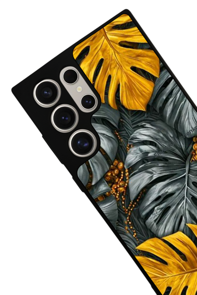 Samsung Galaxy S22 Ultra Uyumlu Botanik Tasarımlı Glossy Premium Kılıf